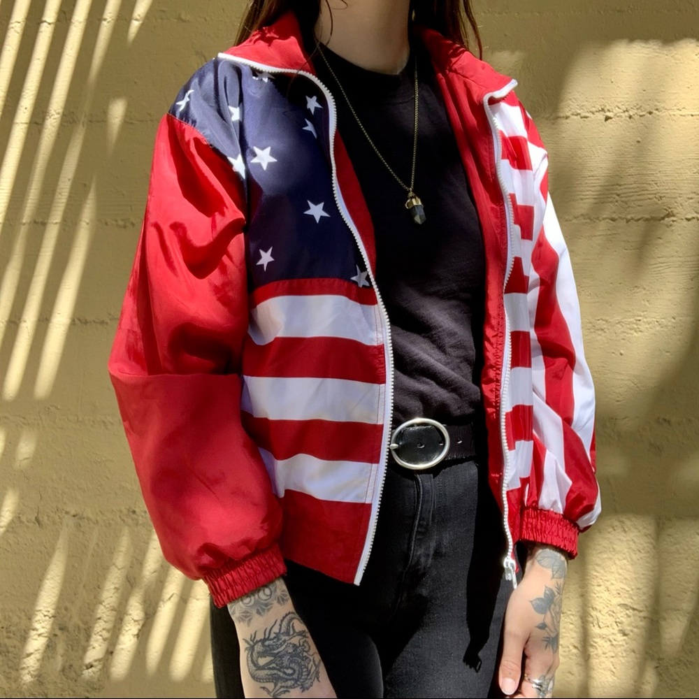 HP ✨ VTG American Flag Windbreaker Size Small